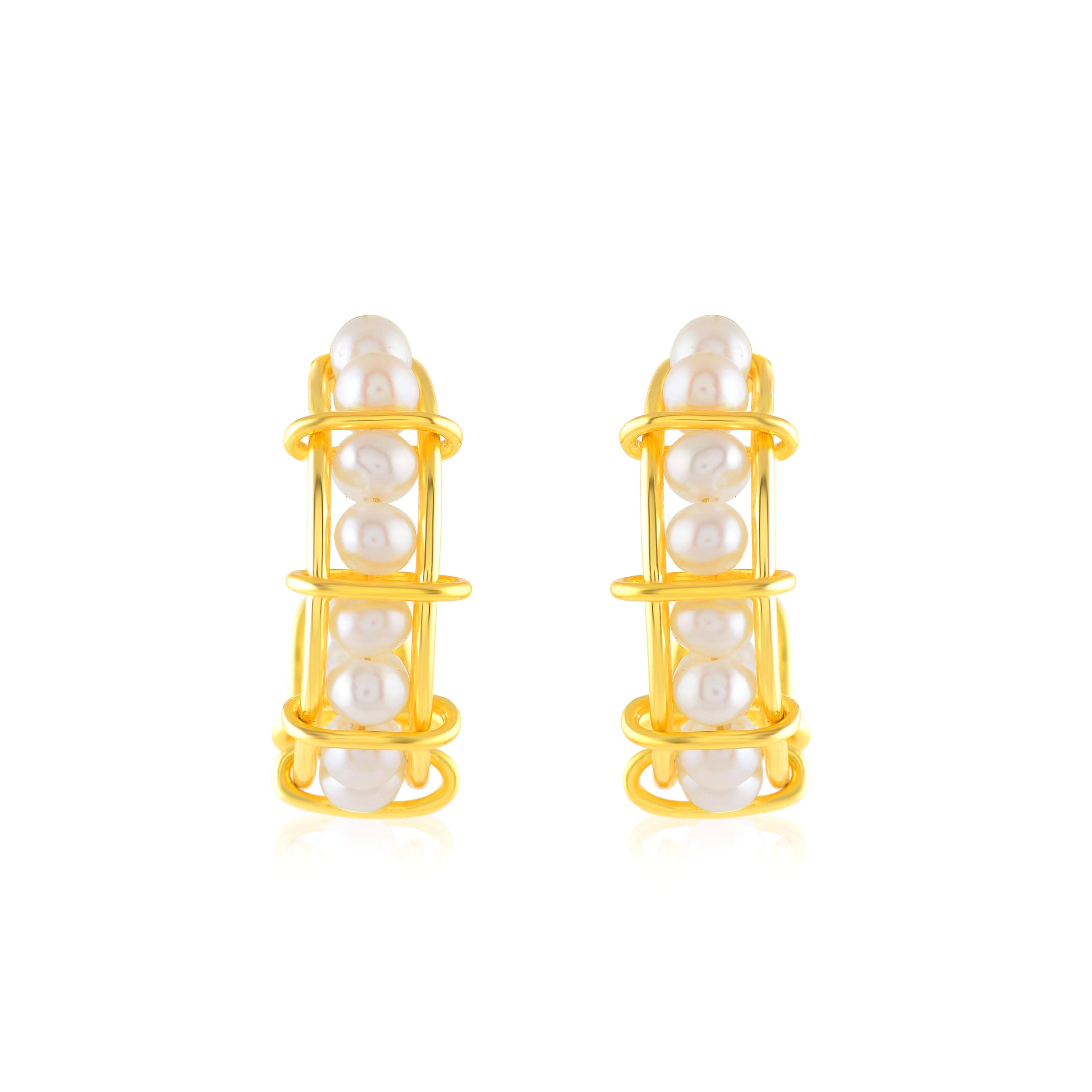 Freshwater Cultured Pearl Hoop Earrings - Krishna Jewellers Pearls and Gems